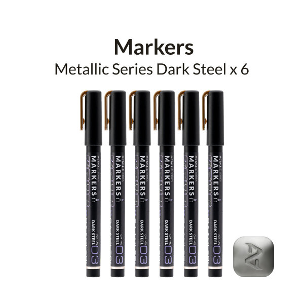 Gaahleri Metallic Series Markers * 6 Dark Steel