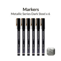 Gaahleri Metallic Series Markers * 6 Dark Steel
