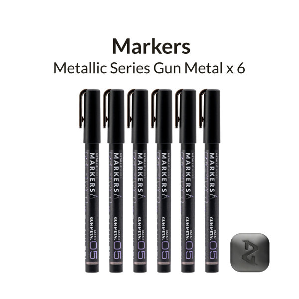 Gaahleri Metallic Series Markers * 6 Gun Metal