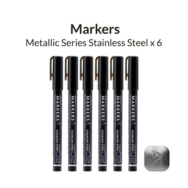 Gaahleri Metallic Series Markers * 6 Stainless Steel