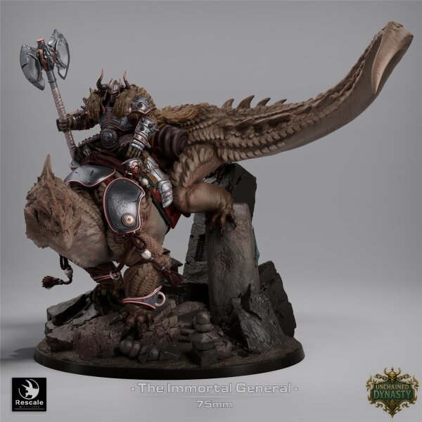 Immortal General & Lizard (75mm base) von Rescale Miniatures aus Unchained Dynasty