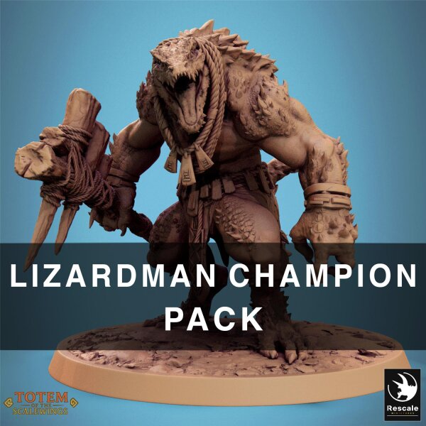 Pack Lizardman Champion Dreadscale (50mm base) Set von Rescale Miniatures aus Totem of the Scalewings