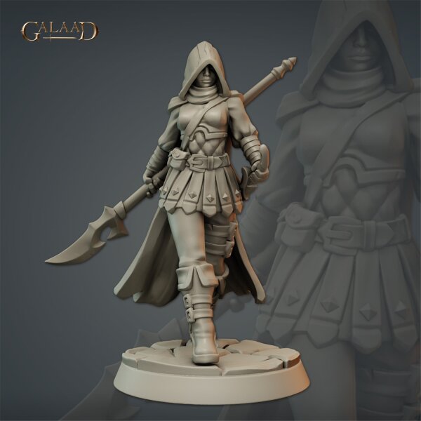 Female Bandit Spear and Sword von Galaad Miniatures aus Thieves Guild