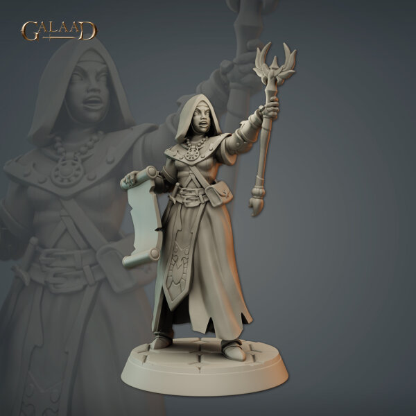 Female Battle Priest Scepter von Galaad Miniatures aus Priests and Knights Release