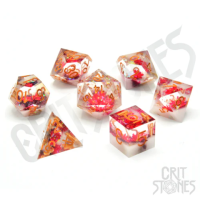 Crit Stones Rose Bloom Sharp Edge Resin RPG Dice Set