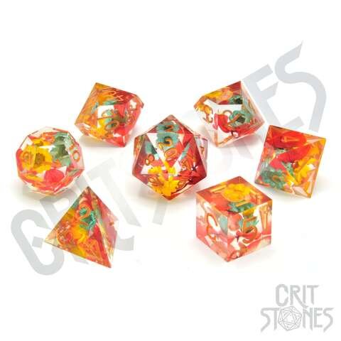 Crit Stones Meadow Bloom Sharp Edge Resin RPG Dice Set