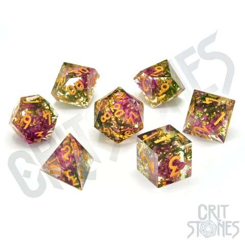 Crit Stones Sunlit Garden Sharp Edge Resin RPG Dice Set