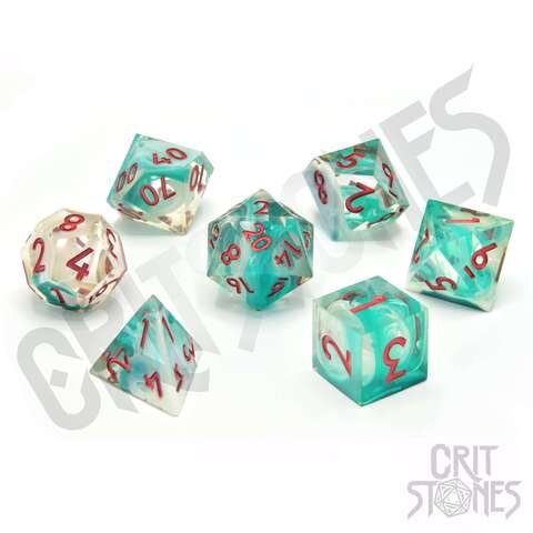 Crit Stones Cerulean Cyclone Sharp Edge Resin RPG Dice Set