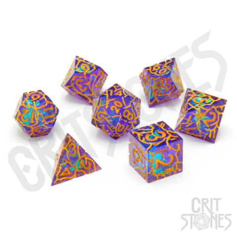 Crit Stones Radiant Rune Sharp Edge Resin RPG Dice Set