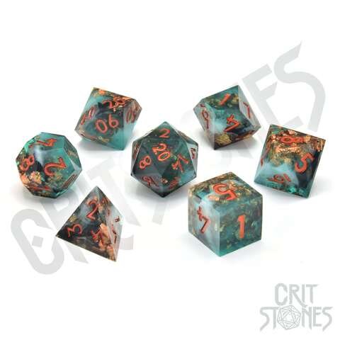 Crit Stones Oceanic Oracle Sharp Edge Resin RPG Dice Set