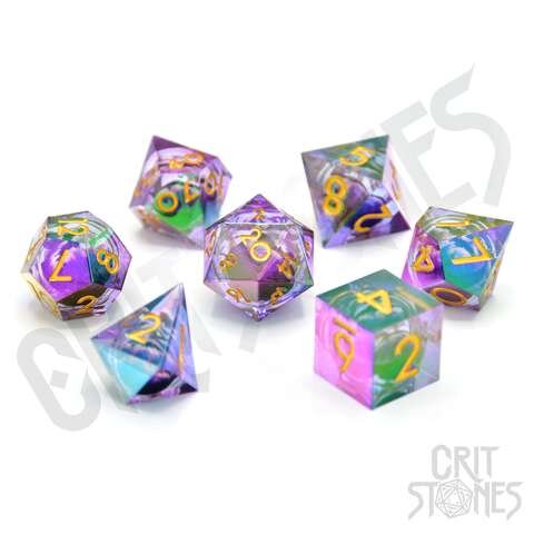 Crit Stones Eldritch Iris Electroplated Floating Eye RPG Dice Set