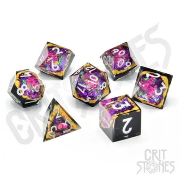 Crit Stones Violet Vein Geode RPG Dice Set