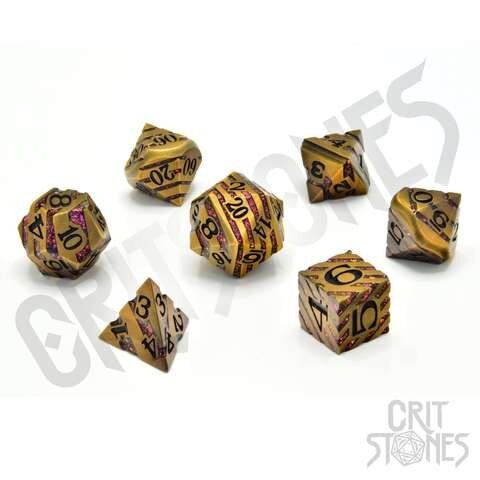 Crit Stones Magus Goldstone Metal RPG Dice Set