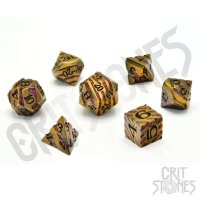 Crit Stones Magus Goldstone Metal RPG Dice Set