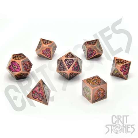 Crit Stones Romance Rune Metal RPG Dice Set
