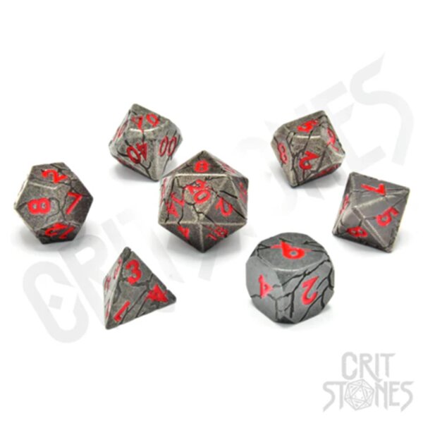 Crit Stones Fractured Fate Metal RPG Dice Set