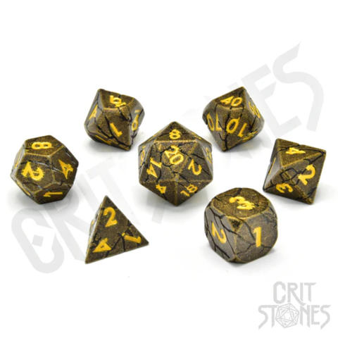 Crit Stones Golden Breach Metal RPG Dice Set