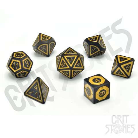 Crit Stones Gilded Nightshade Metal RPG Dice Set