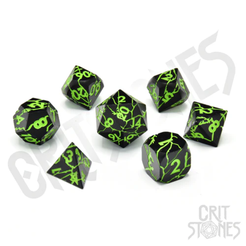 Crit Stones Raving Poison Metal RPG Dice Set