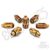 Crit Stones Ballistic Brass Metal RPG Dice Set