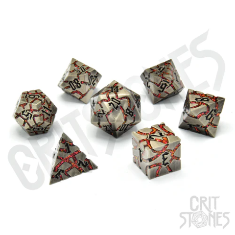 Crit Stones Pyroclasmic Metal RPG Dice Set