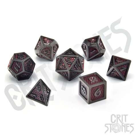 Crit Stones Red Wyrmskin Metal RPG Dice Set