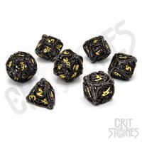 Crit Stones Soulreaper Gold Hollow Metal RPG Dice Set