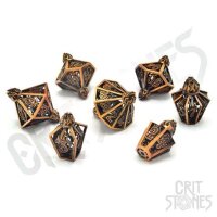 Crit Stones Elixerium Brass Hollow Metal RPG Dice Set