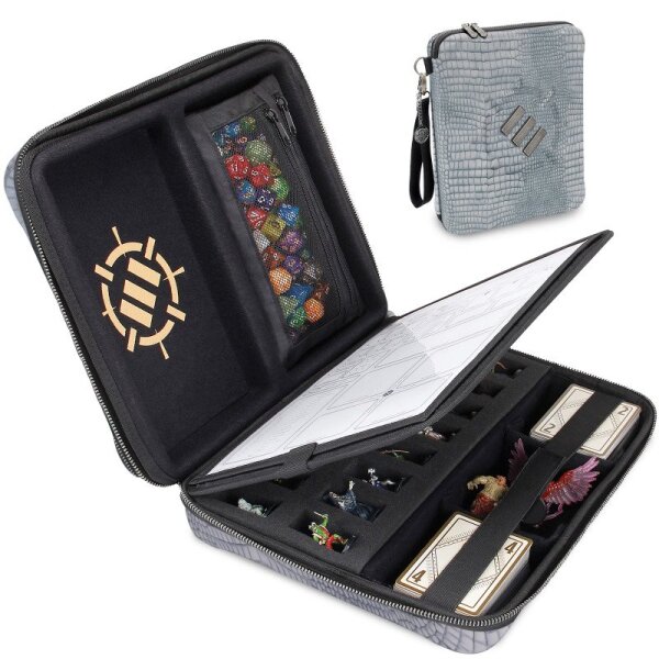 ENHANCE Tabletop RPG Organizer Case Collectors Edition Silver Dragon Scales