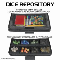 ENHANCE Tabletop RPGs Community Dice Organizer Case & XL Rolling Tray Black