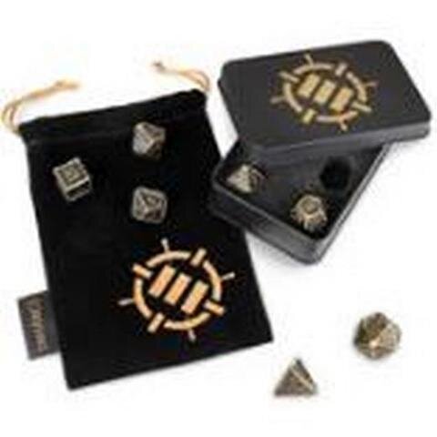 ENHANCE Tabletop RPGs 7pc DnD Metal Dice Set with Case and Dice Bag Black