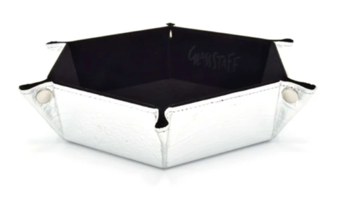 Crit Stones Crit Stones Hexagonal Foldable Rolling Tray - Dragon Skin - Silver / Black