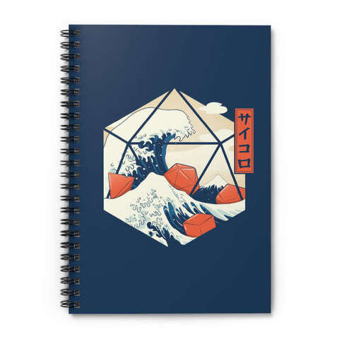Crit Stones Great wave of Dice Spiral Notebook