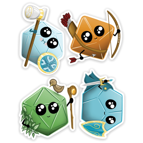 Crit Stones Kawaii Dice Sticker Pack 1