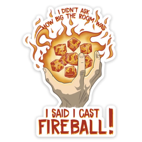 Crit Stones I Cast Fireball Sticker