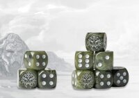 Conquest Wadrhun Logo on Green Marbled Dice with White...