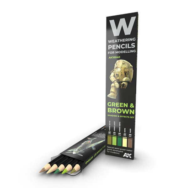AK Watercolor Pencil Set Green and Brown Camouflages