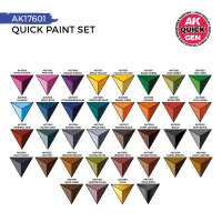 AK QUICK GEN Paint Set 36 colors (2 Brushes)
