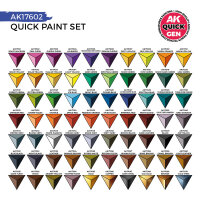 AK QUICK GEN Paint Set 72 Colors (2 Brushes)
