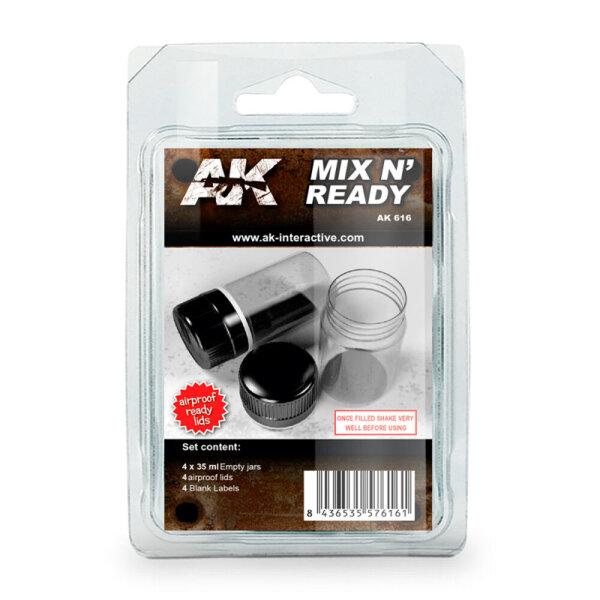 AK Mix n Ready ( 4 empty jars with labels)