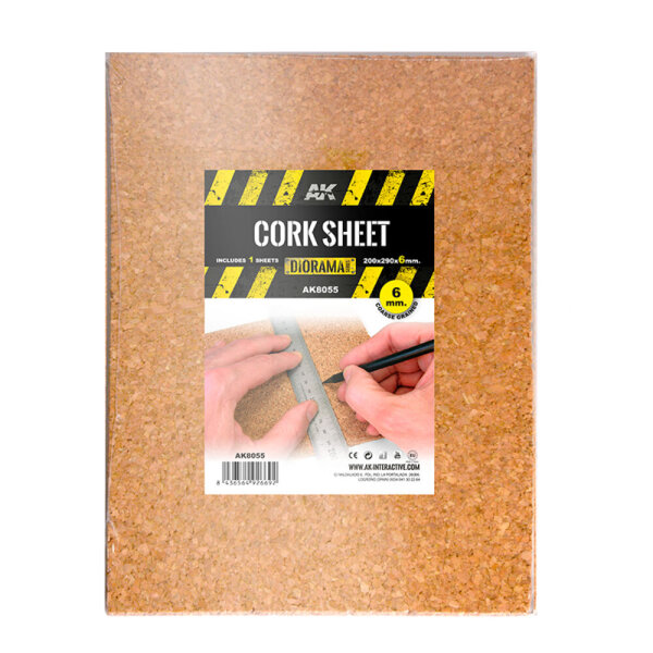 AK Cork Sheets - Coarse Grained - 200 x 290 x 6mm (1 Sheet)