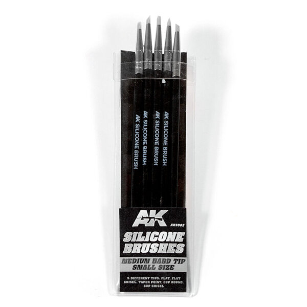 AK Set of 5 Silicone Brushes Medium Hard Tip Small AK