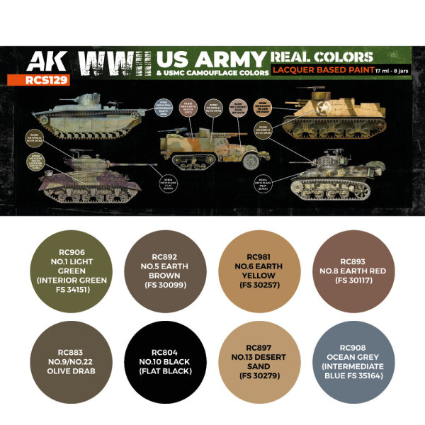 AK Real Colors WWII US Army & USMC Camouflage Colors SET