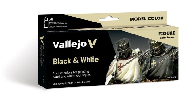 Vallejo Black and White Set (70151) - 8 Farben