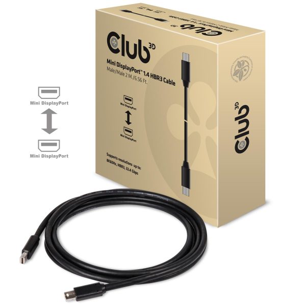 Zweites Bild vonClub 3D Mini DisplayPort 1.4 Kabel HBR3 8K60Hz Stecker / Stecker 2 meter, 2 m, Mini Displayport, Mini Displayport, Männlich, Männlich, 7680 x 4320 Pixel