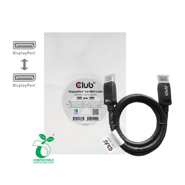 Club 3D DisplayPort 1.4 HBR3 Kabel Stecker/Stecker 1Meter 8K60Hz, 1 m, DisplayPort, DisplayPort, Männlich, Männlich, 7680 x 4320 Pixel