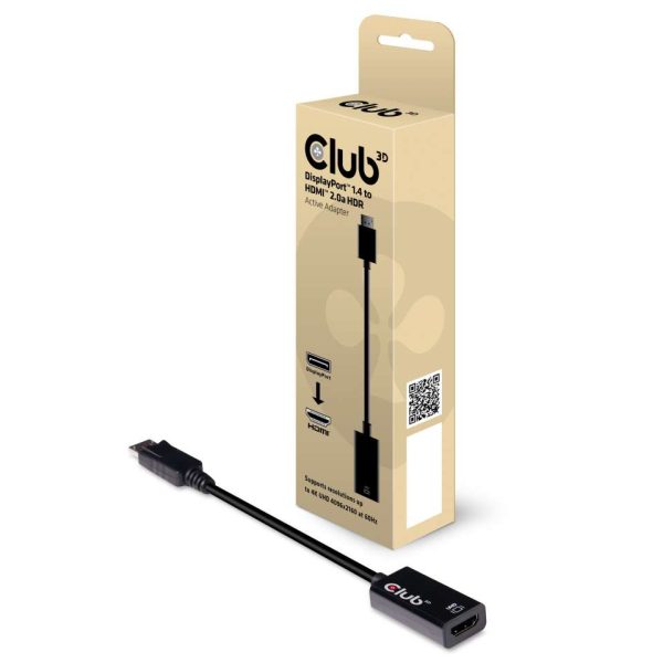 Zweites Bild vonClub 3D DisplayPort 1.4 auf HDMI 2.0b HDR Aktiver Adapter, DisplayPort 1.4, HDMI 2.0b, Schwarz
