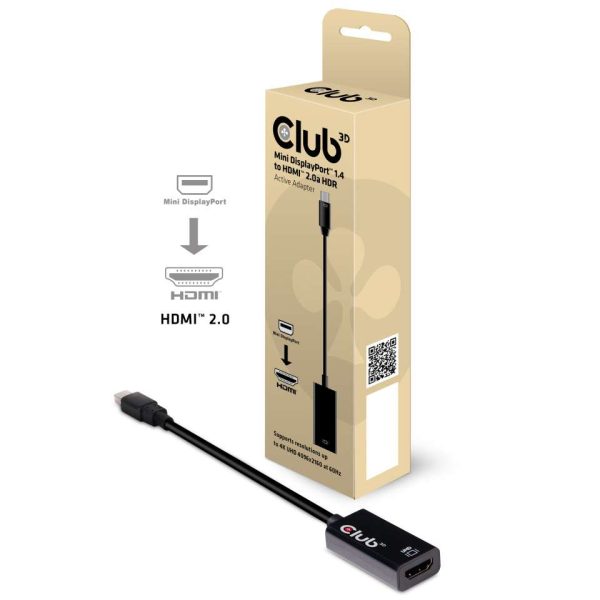 Zweites Bild vonClub 3D Mini DisplayPort 1.4 auf HDMI 2.0b HDR Aktiver Adapter, Min iDisplayPort 1.4, HDMI 2.0b, Schwarz
