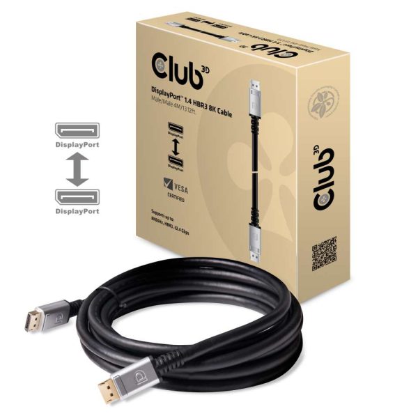 Zweites Bild vonClub 3D DisplayPort 1.4 HBR3 8K Kabel M/M 4meter, 4 m, DisplayPort, DisplayPort, Männlich, Männlich, 7680 x 4320 Pixel
