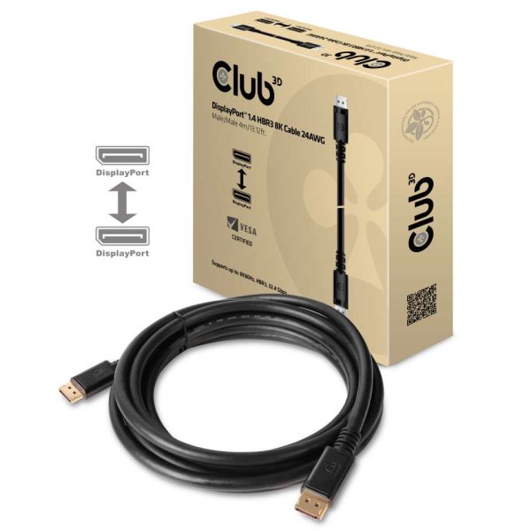 Zweites Bild vonClub 3D DisplayPort 1.4 HBR3 8K Kabel M/M 4meter, 4 m, DisplayPort, DisplayPort, Männlich, Männlich, 7680 x 4320 Pixel